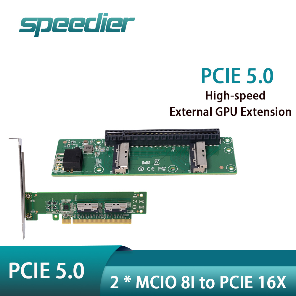 Pcie 5.0 Gpu Riser Cable - Speedier 2 x MCIO 8i to