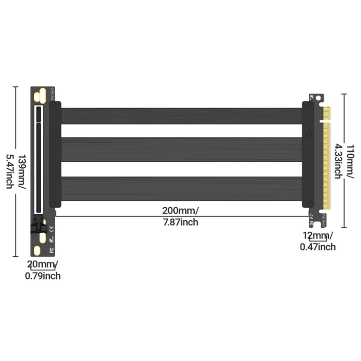 Pcie 5.0 Gpu Riser Cable - PCIe 5.0ライザーケーブル GPU垂直マウント延長ケーブル PCIE 4.0/3.0対応 RTX5090/RX8900