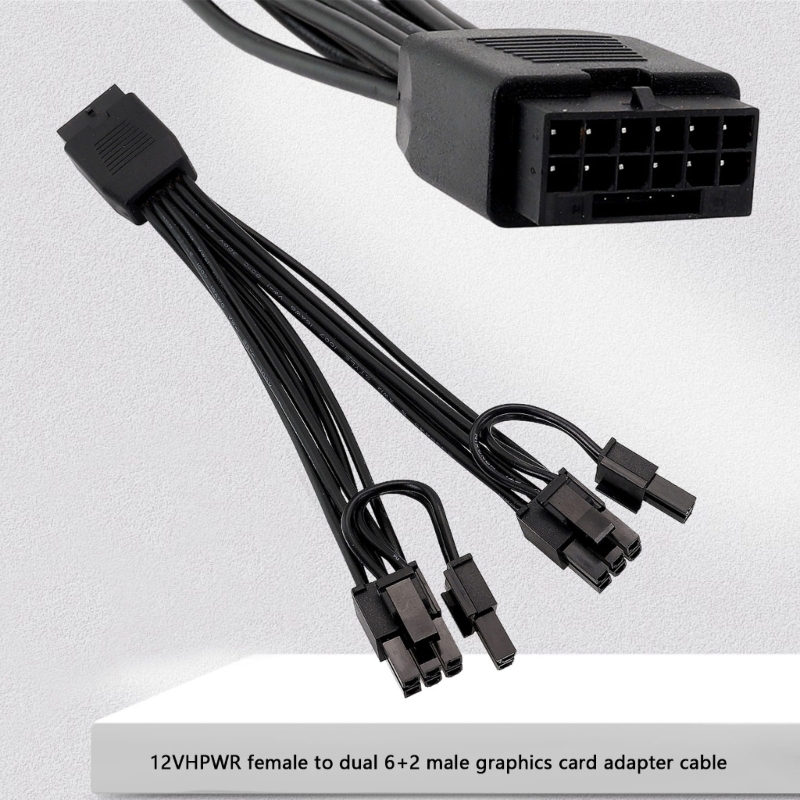 Dual 8Pin To 16Pin 12Vhpwr Cable - 16ピンメス-デュアル8ピン(6+2)オスPCIe変換GPU 8ピン電源ケーブル（12+4ピン12VHPWRポート付き）