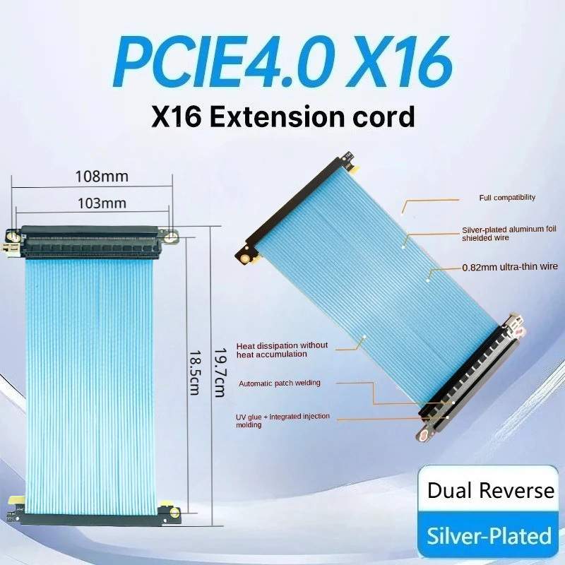 Itx Gpu Riser Pcie 4.0 16X - デュアルリバースPCIe 4.0ライザーケーブル 垂直GPUマウント Gen4 185mm ITX