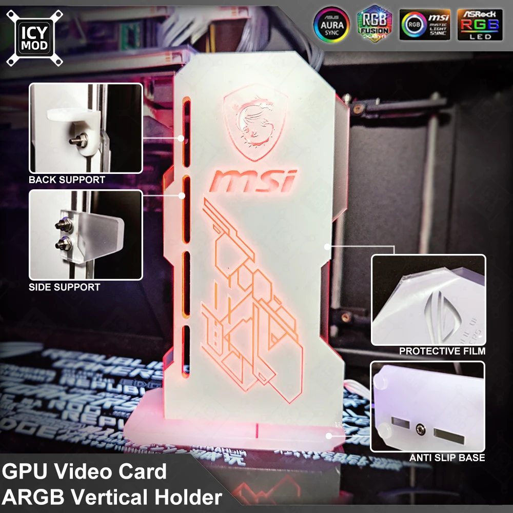 Desktop Gaming Gpu 32Gb - カスタマイズ可能な卓上ビデオカードホルダー,3ピン,合成皮革ハウジング,PC vga互換アセンブリ,5v