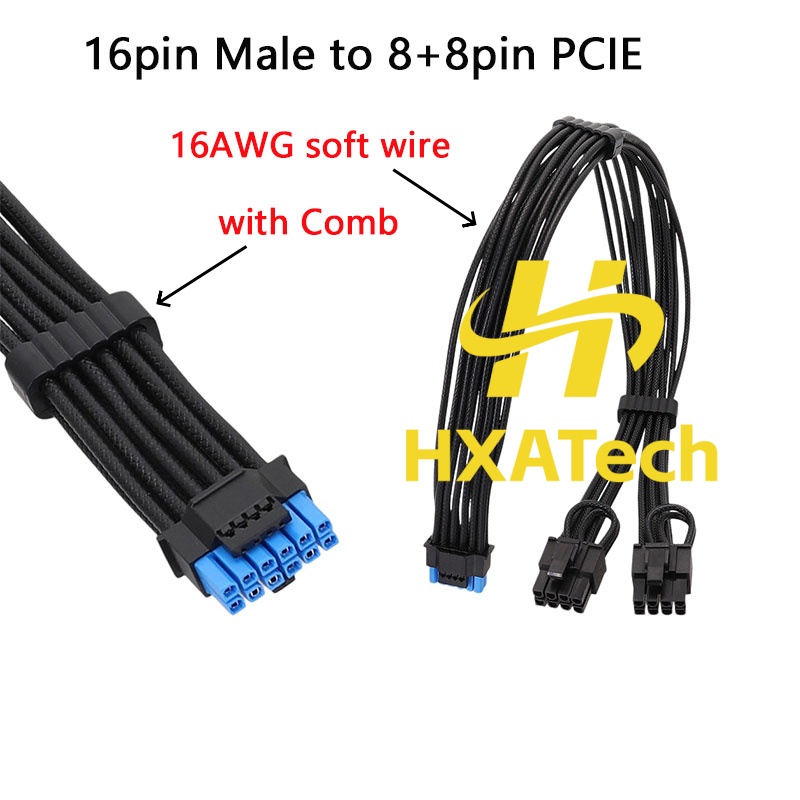 HXATech-カラフルな 12VHPWR からデュアル 8 - Dual 8Pin To 16Pin 12Vhpwr Cable のレビューと価格