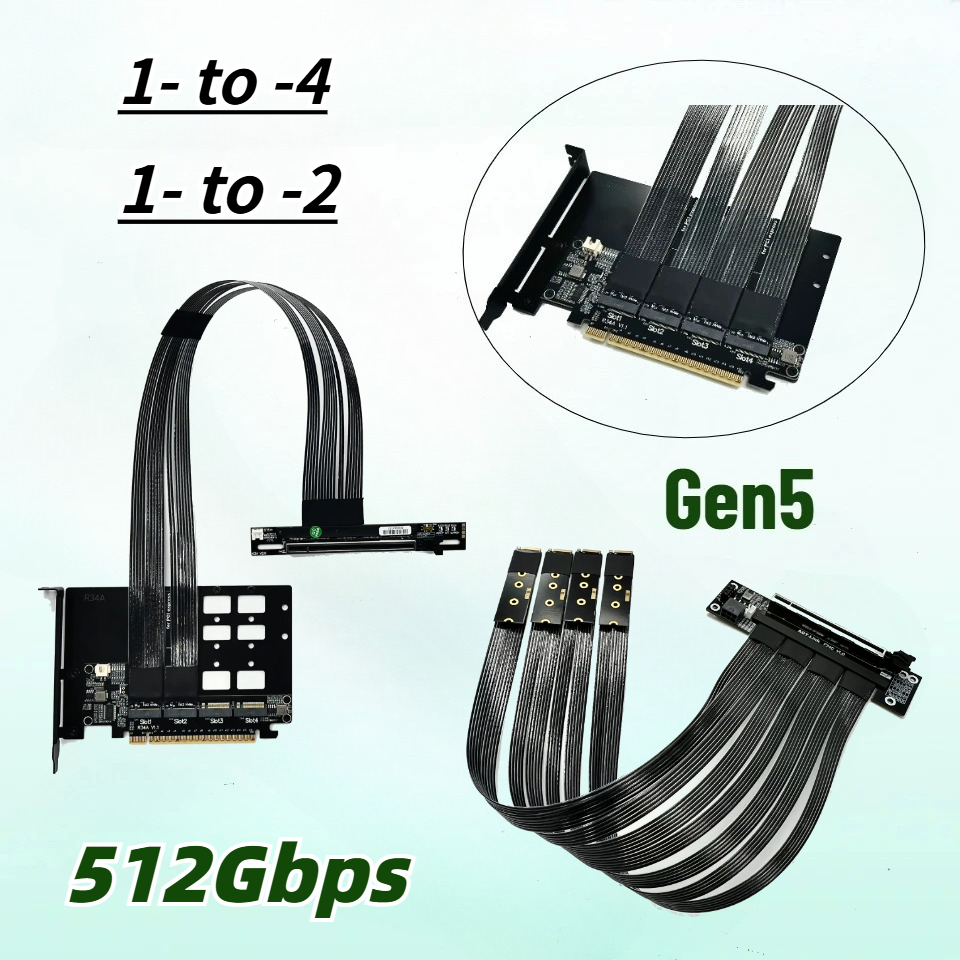 PCIe 5.0 X16 4*M.2 NVMe から X8  - Pcie 5.0 Gpu Riser Cable のレビューと価格